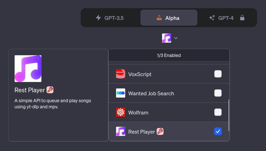 Rest Player (a ChatGPT plugin)
